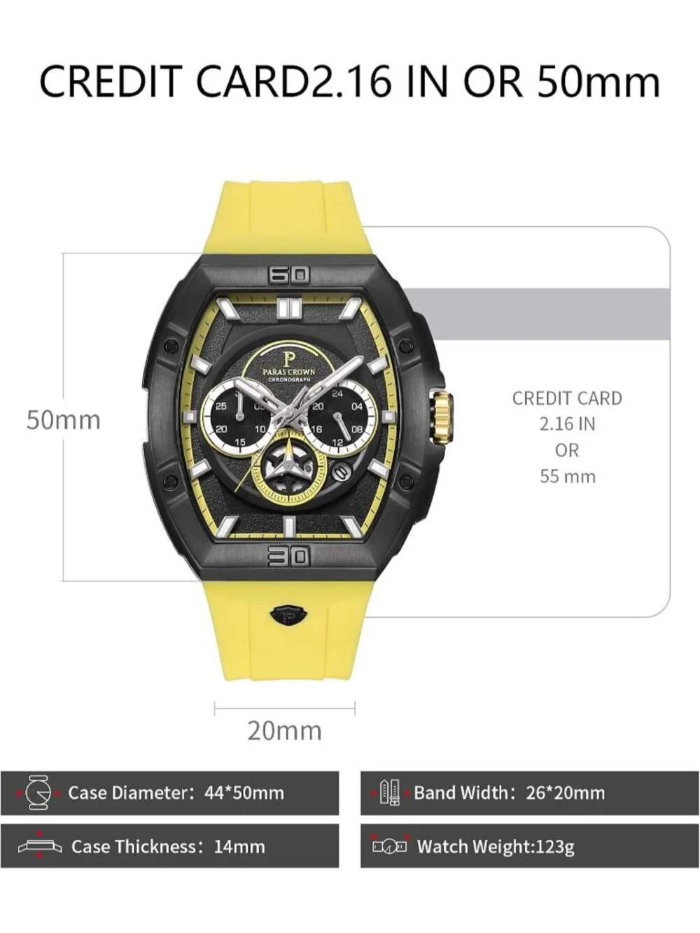 Men's Yellow Black Waterproof Quartz Luxury Chronograph Analog Wrist Watches